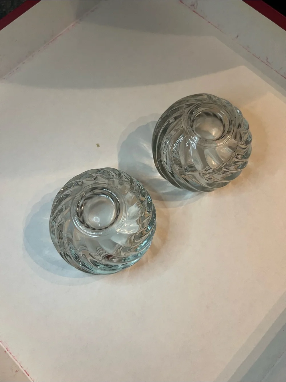 2 PartyLite Illusions Swirl Glass Tea Light Holders/Votives